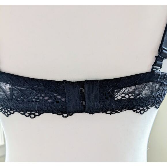 Fredrick's of Hollywood Saffron Push Up Bra Padded Molded Black Lace Size 36B - Picture 6 of 11
